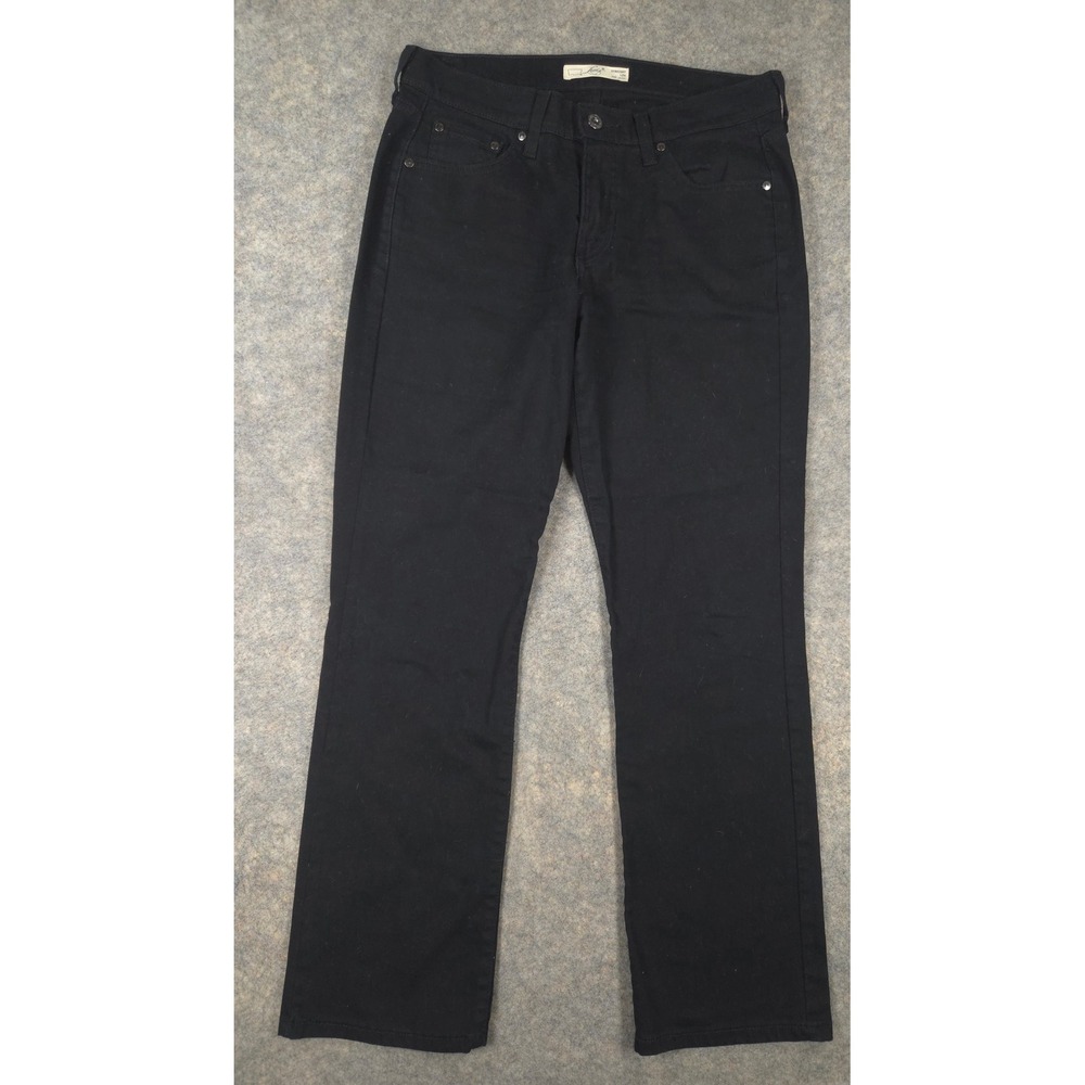 Levis 505 Straight Leg Jeans Womens 6 Black Denim Stretch Pants